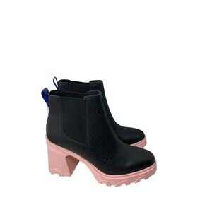 Sorel Chelsea Boots Women's Size 10.5 Black Pink Brex Heel